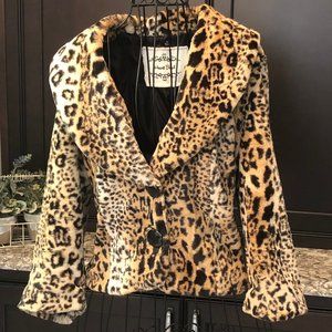 Faux Leopard Fur Cropped Jacket